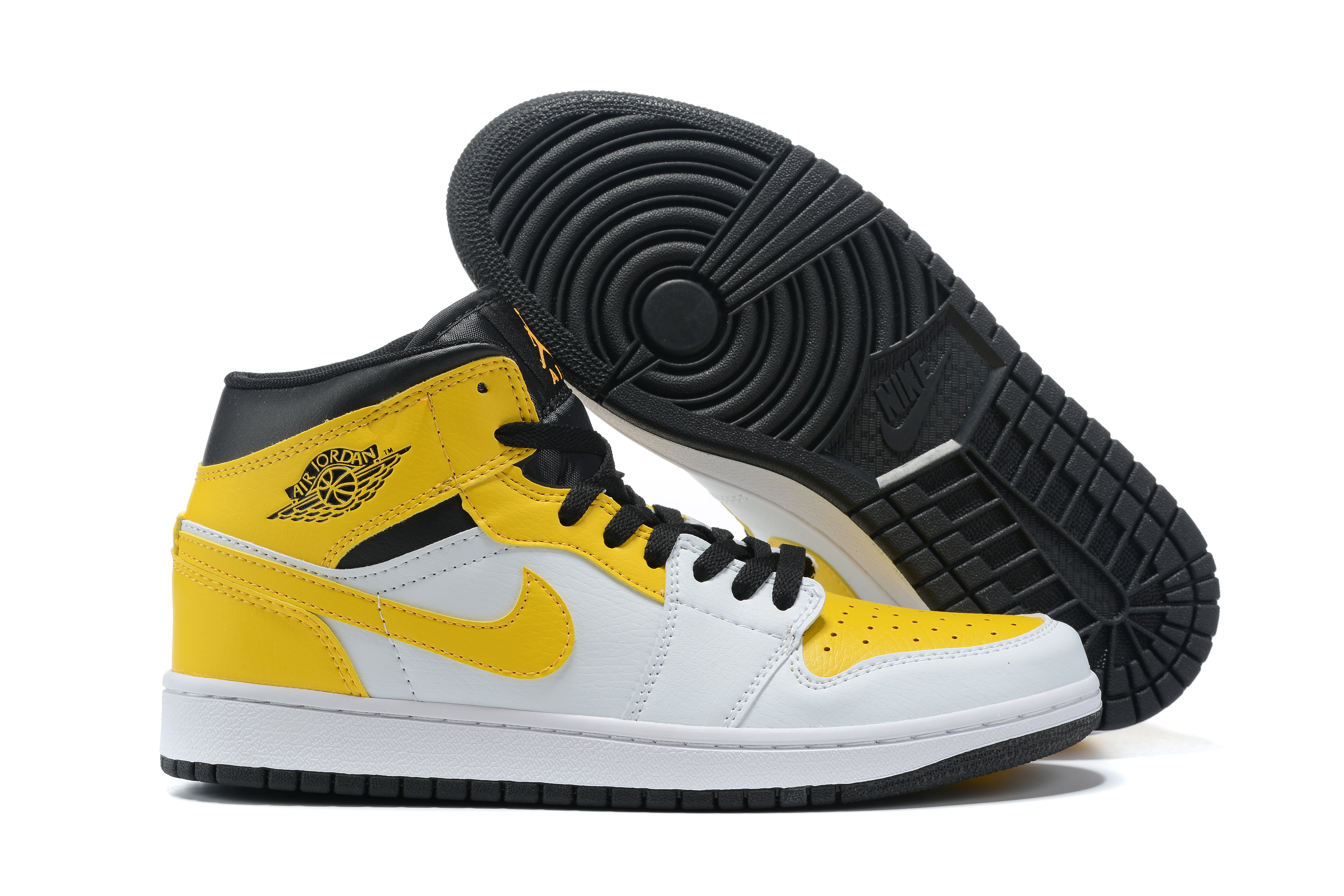 New 2021 Air Jordan 1 Yellow Black White - Click Image to Close